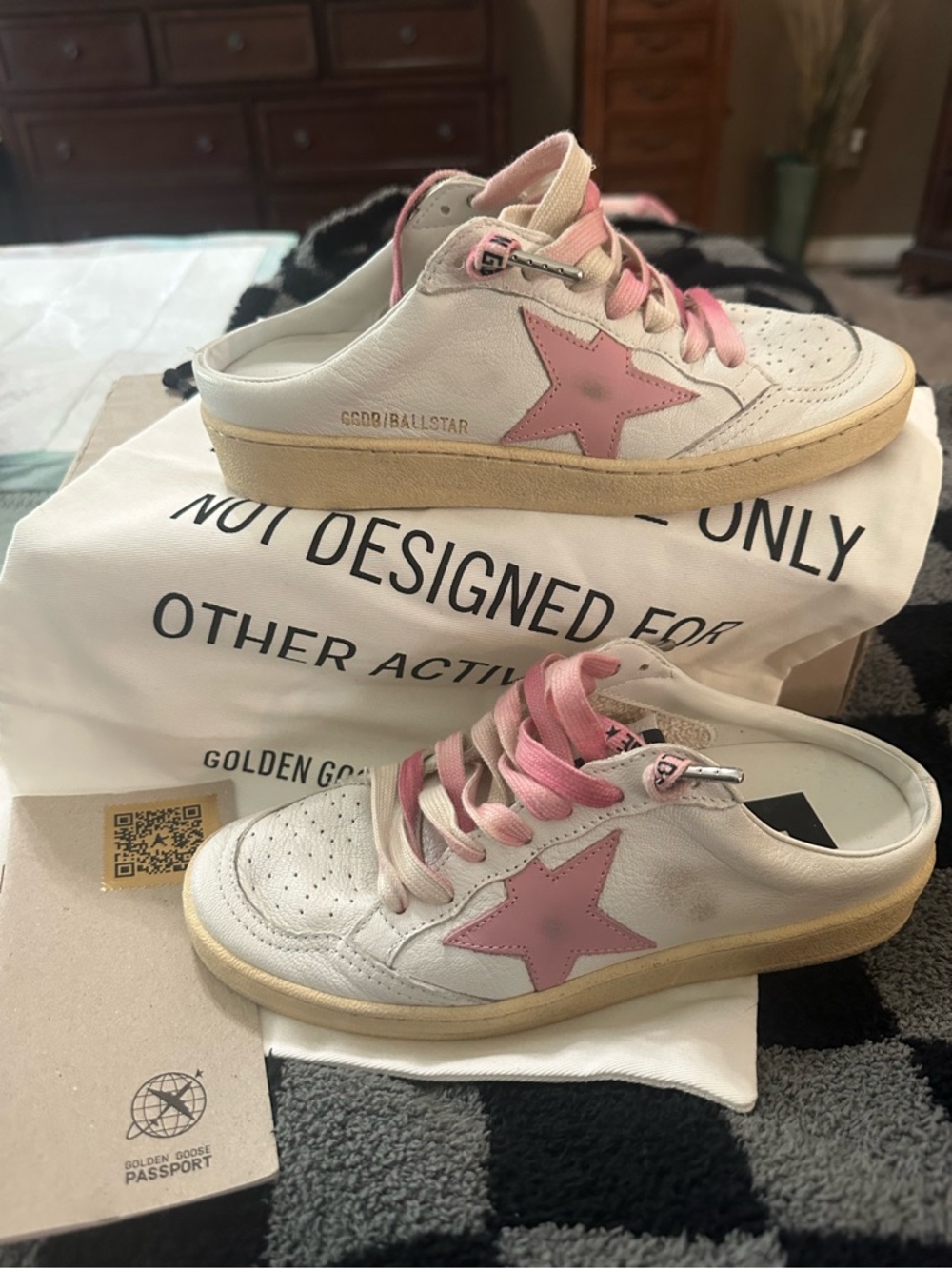 Golden Goose Slide BallStar Sneaker Mule with Pink Star sz 36